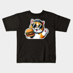 Cool Tabby Exotic Shorthair Cat Hamburger Greetings Kids T-Shirt